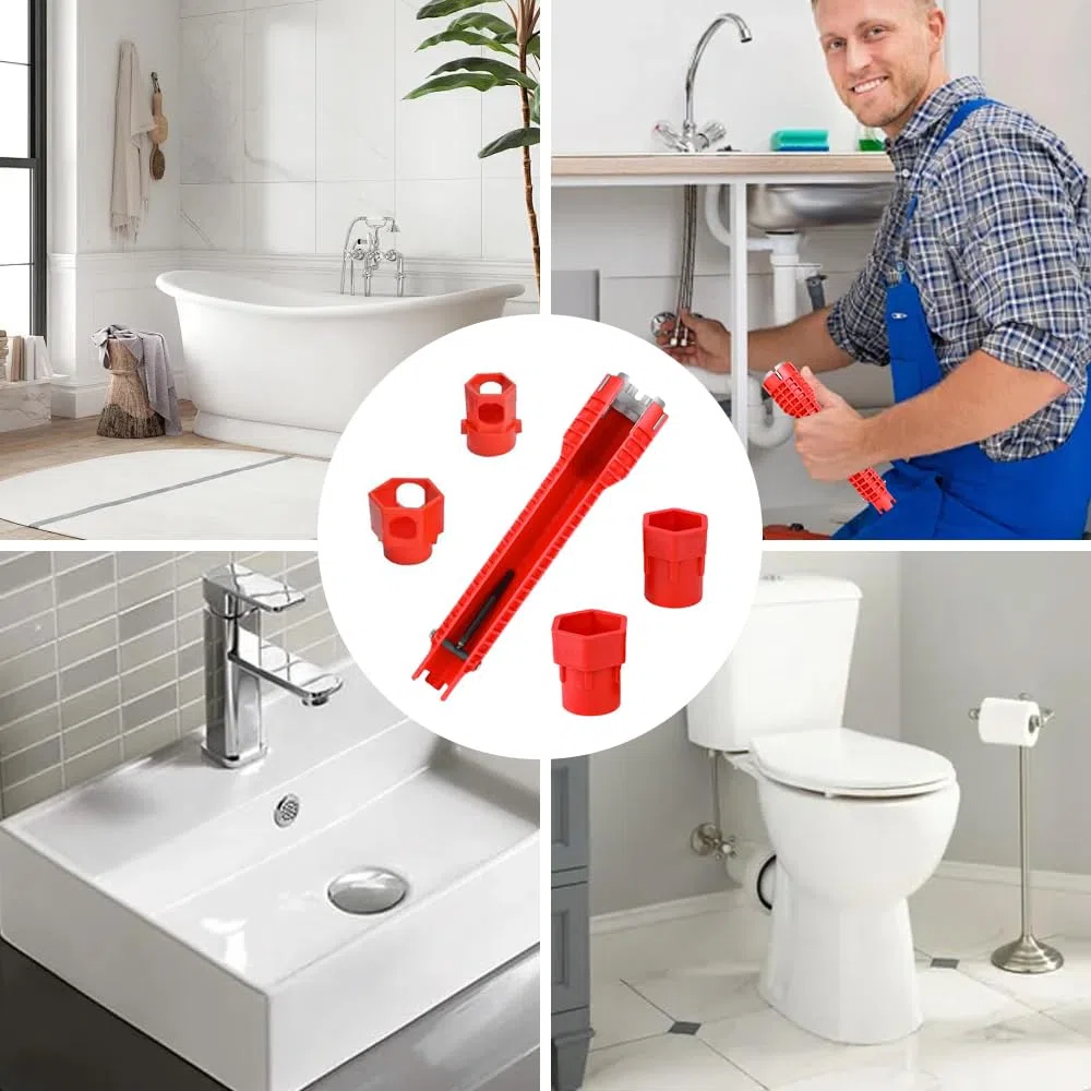chiave per lavello 14 in 1, strumento per lavabo e rubinetto, strumento multifunzionale sanitario