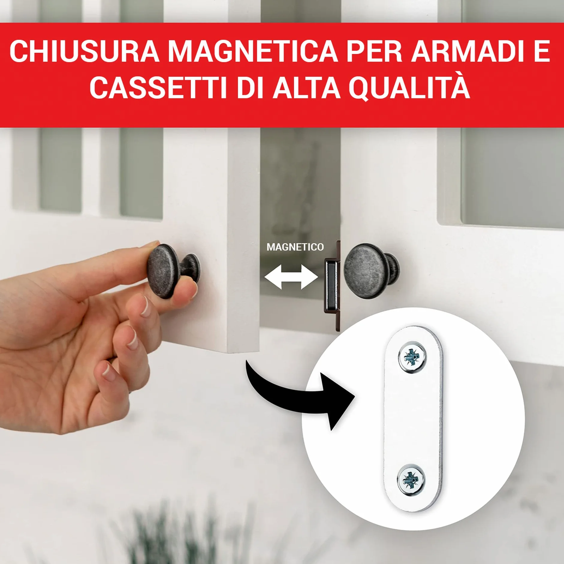 LouMaxx Chiusura Magnetica extra forte - Forza di Tenuta 13kg - Set di 2 Pezzi in Marrone - Magnete per Porte – Calamita Magnetica - Chiusura Magnetica per Armadi