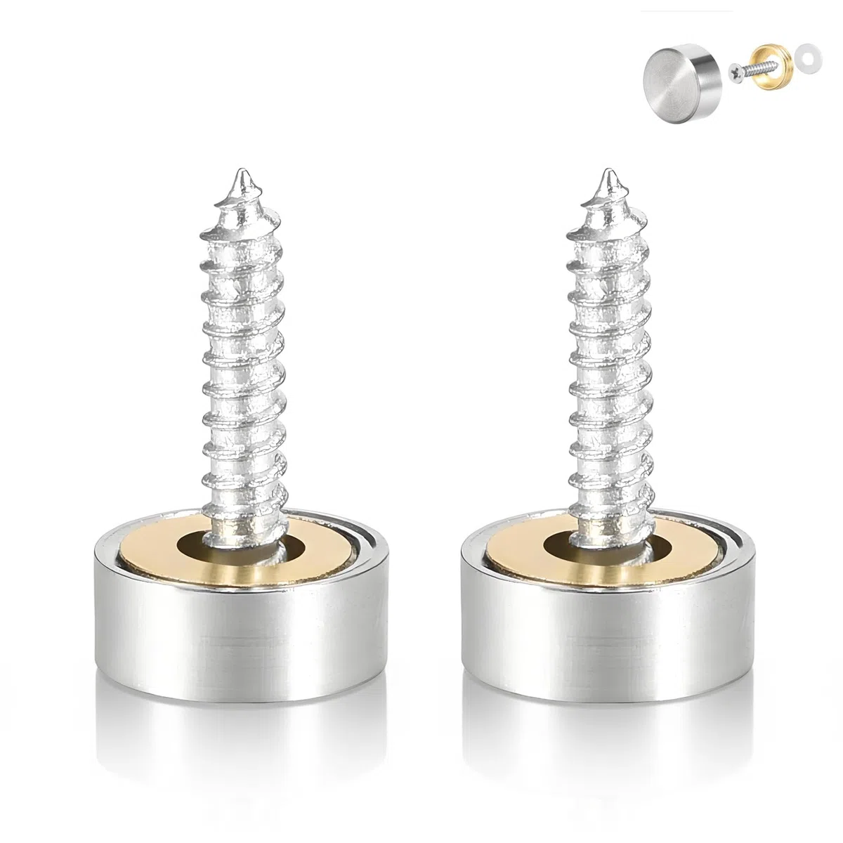 2 Viti Specchio con Coperture Decorativi – 10mm Acciaio Inox Spazzolato | Anti-Graffio & Resistente | Per Mobili & Vetro