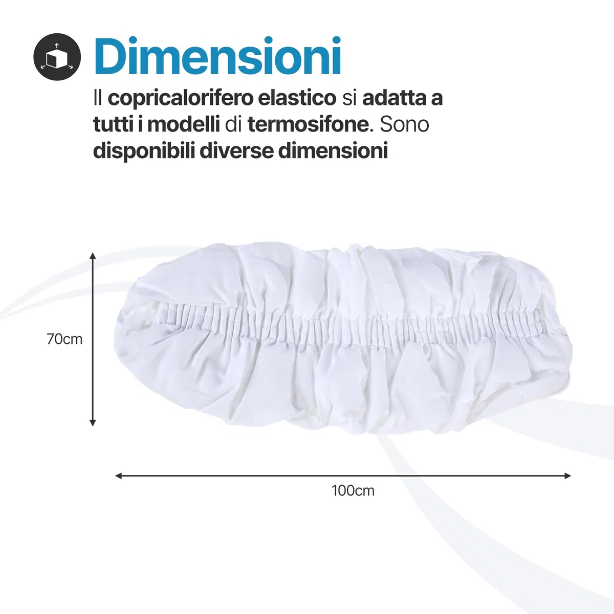 TOMAINO - Copritermosifone Stoffa in Cotone Elasticizzato 70x100 cm - Copri Calorifero Anti Polvere e Acari - Copri Termosifone Moderno Bianco Facile da Inserire e Lavare (L 70 X 100)