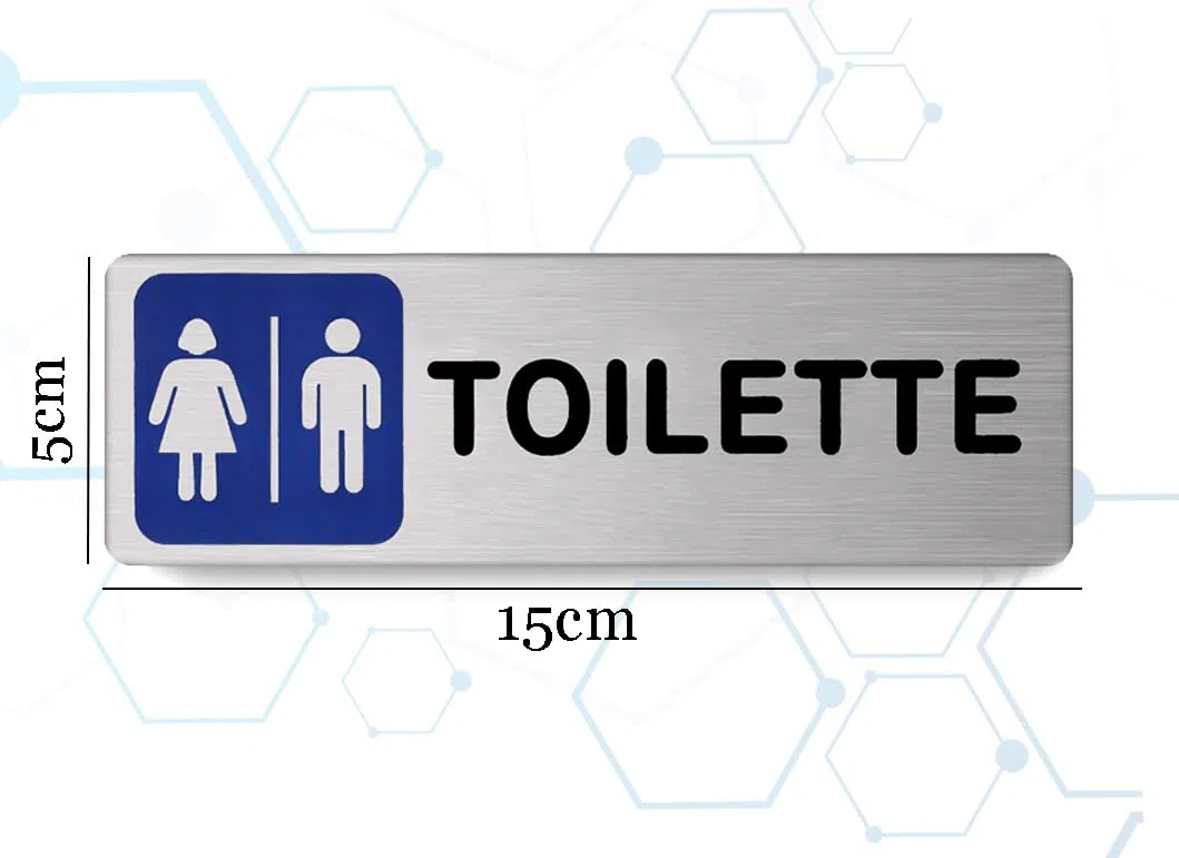 Targa Toilette Uomo Donna in Alluminio Satinato 150mm x 50mm - Targhette Autoadesive |Stickers, Klebeetikett| Impermeabili Lavabili, pub,ufficio