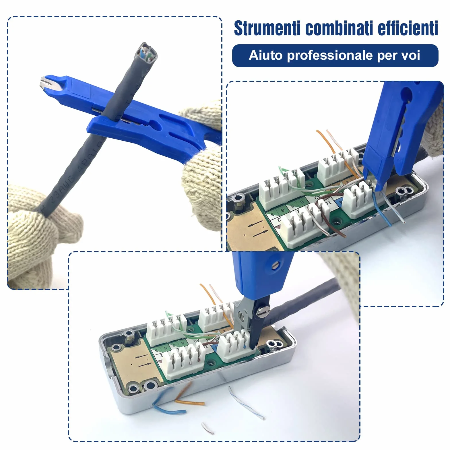 VCELINK Punch Down Attrezzo per Prese di Rete, Pinza Crimpatrice di Impatto con Tagliafili, Blu