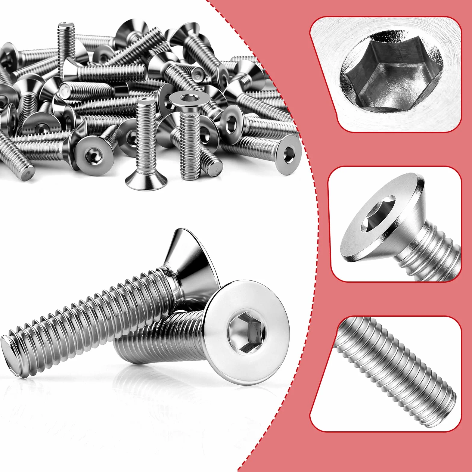 180 Pezzi Vite a Testa Svasata M3x8 mm Viti Acciaio Inossidabile DIN 7991/ISO 10642 Viti a Esagono Incassato Filettatura Metrica Standard per Riparazioni Domestiche