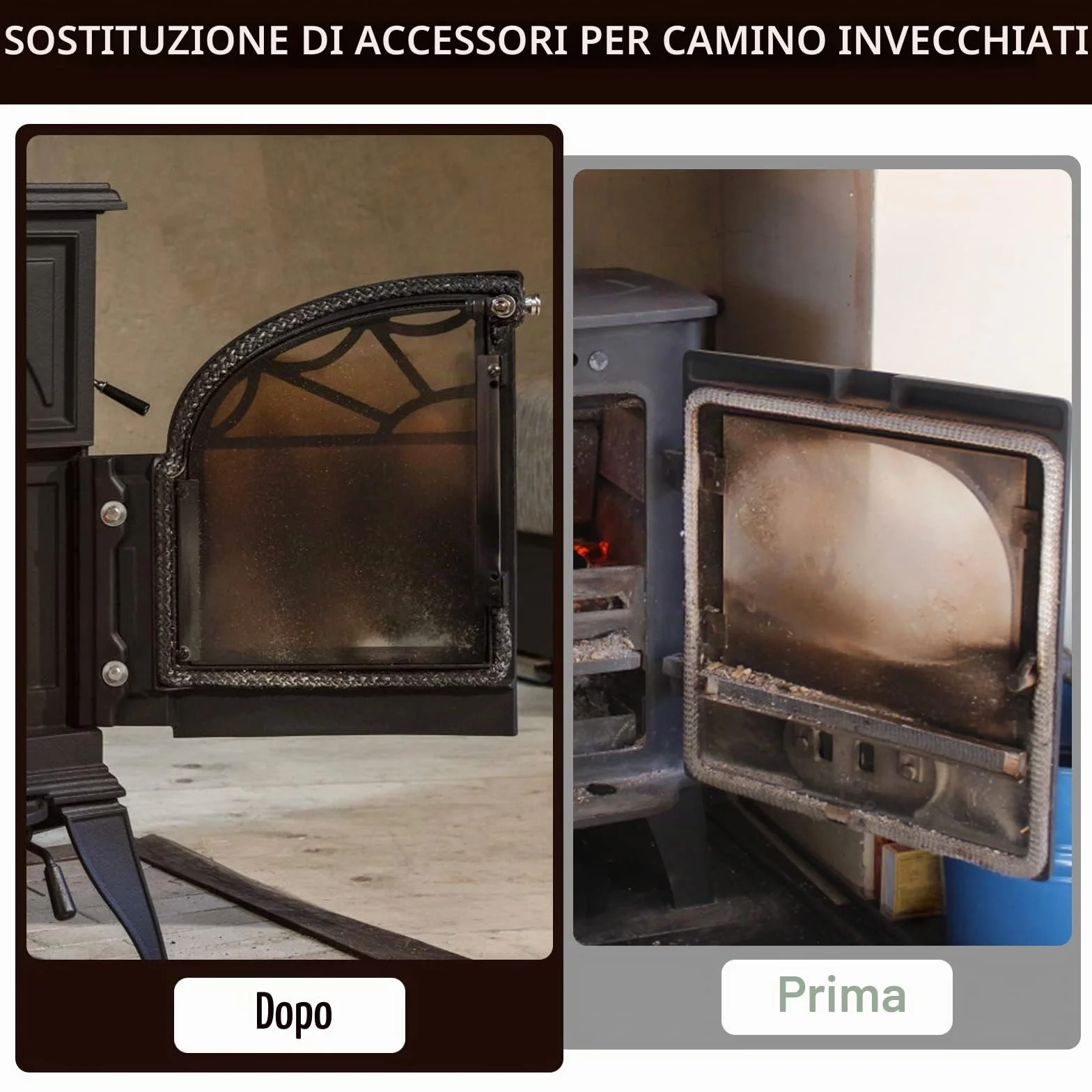 Guarnizione per Porta Stufa,SUPRROW Fibra di Vetro Corda Ignifuga per Stufa Ø 8mm x 2M per Stufe,Camini
