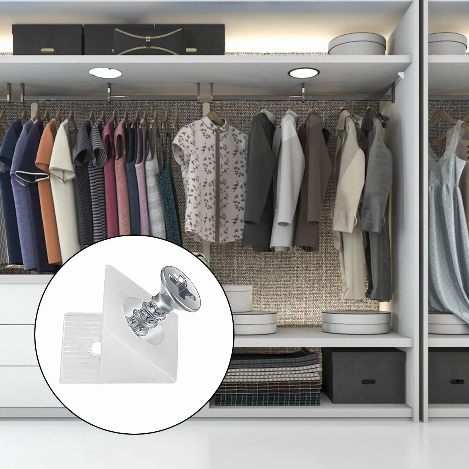 50 Pezzi Cunei di Fissaggio Stabilizzatori con Viti, Backplane Connettore Supporto Angolare Cunei Mobili Cassetto Casa Riparazione con Cunei riparazione per Cassetti Allentati (50, bianco)