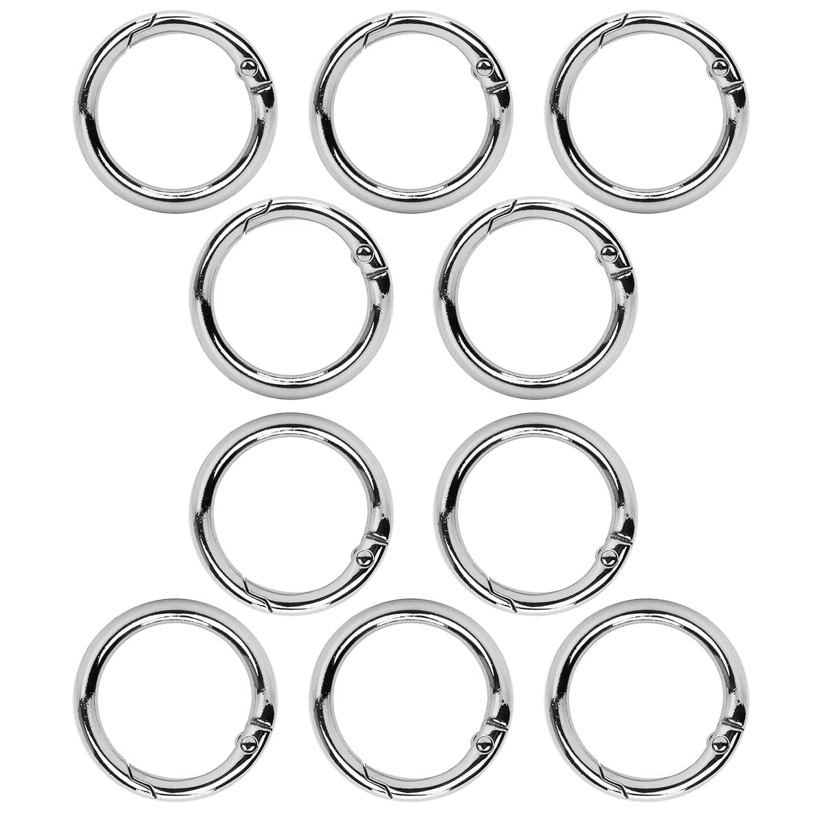 10PCS 25mm Clip Scatto Molla Rotonda, Anello Moschettone per Borsetta, Anelli aperti, Fibbia a Molla per Portachiavi Borse Borsetta Gioielli Artigianato Fai da Te,Argento