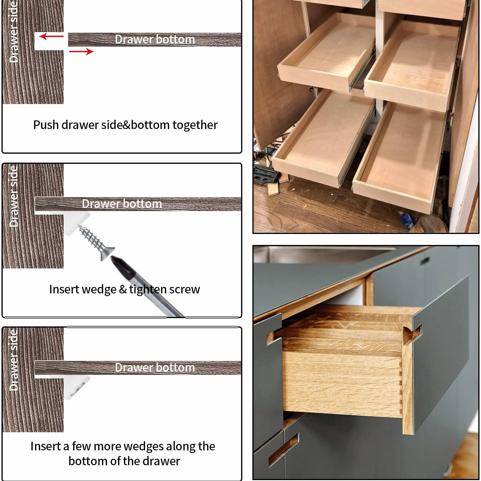50 Pezzi Cunei di Fissaggio Stabilizzatori con Viti, Backplane Connettore Supporto Angolare Cunei Mobili Cassetto Casa Riparazione con Cunei riparazione per Cassetti Allentati (50, bianco)