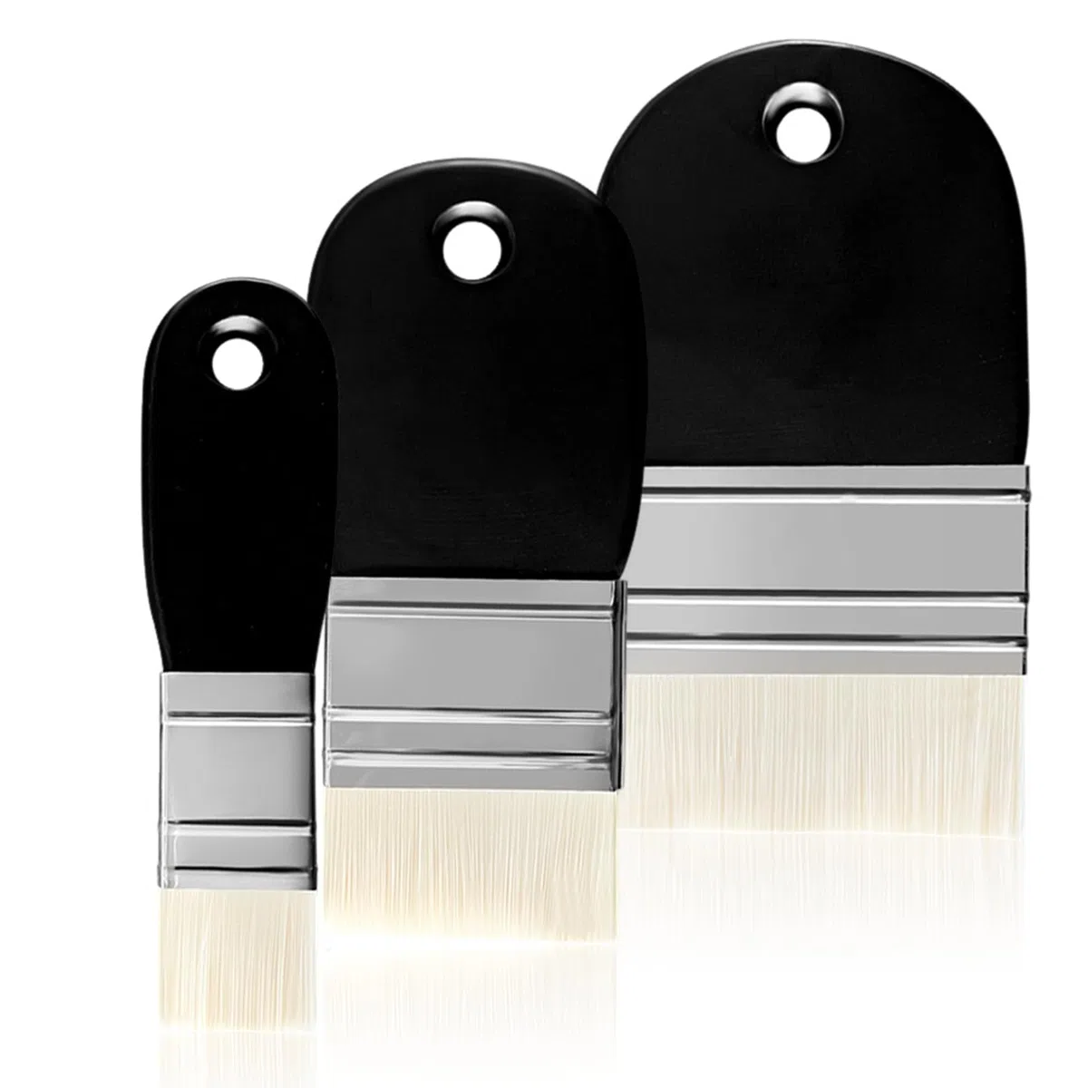 3 Pezzi Pennelli Piatti Pennello a Piatto in Nylon da 3.5 cm 5.5cm 7.5 cm di larghezza Pennelli Appesi di Vernice ad Olio Pennello per Pittura Pagaia per Pittura Acrilica Acquerello