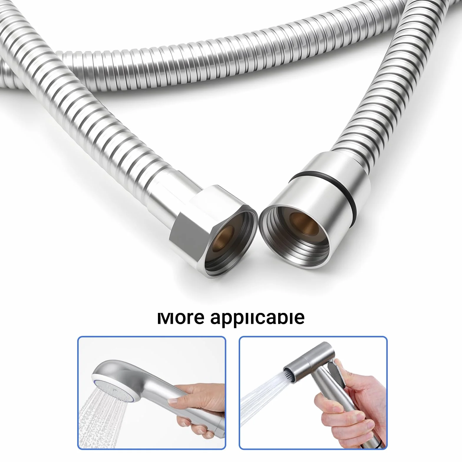 Tubo Doccia - Flessibile Doccia Tubo Doccia Flessibile 2 metri in Acciaio inox con protezione antitorsione attacco standard tubo ad pressione anti perdite adatto a tutti i soffioni doccia(Argento)