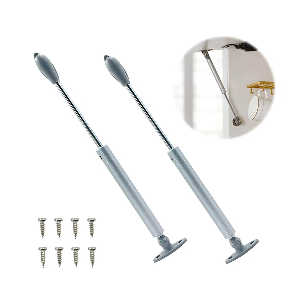 Molla a Gas per Mobili - 100N Pistoni per Ante Cucina, Martinetto Pneumatico, Pistoncini Cerniera, Armadio Lunghezza 275 mm, 2 Pezzi