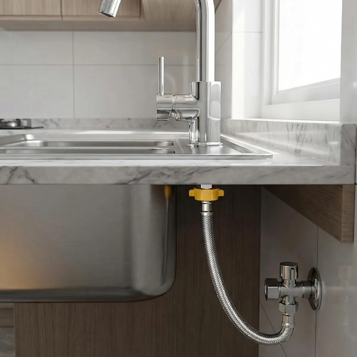 Tubo flessibile 1/2", 2 pezzi 20 cm, tubo corazzato in acciaio inox, prolunga per rubinetto, tubo flessibile di collegamento in acciaio inox per rubinetto valvola angolare