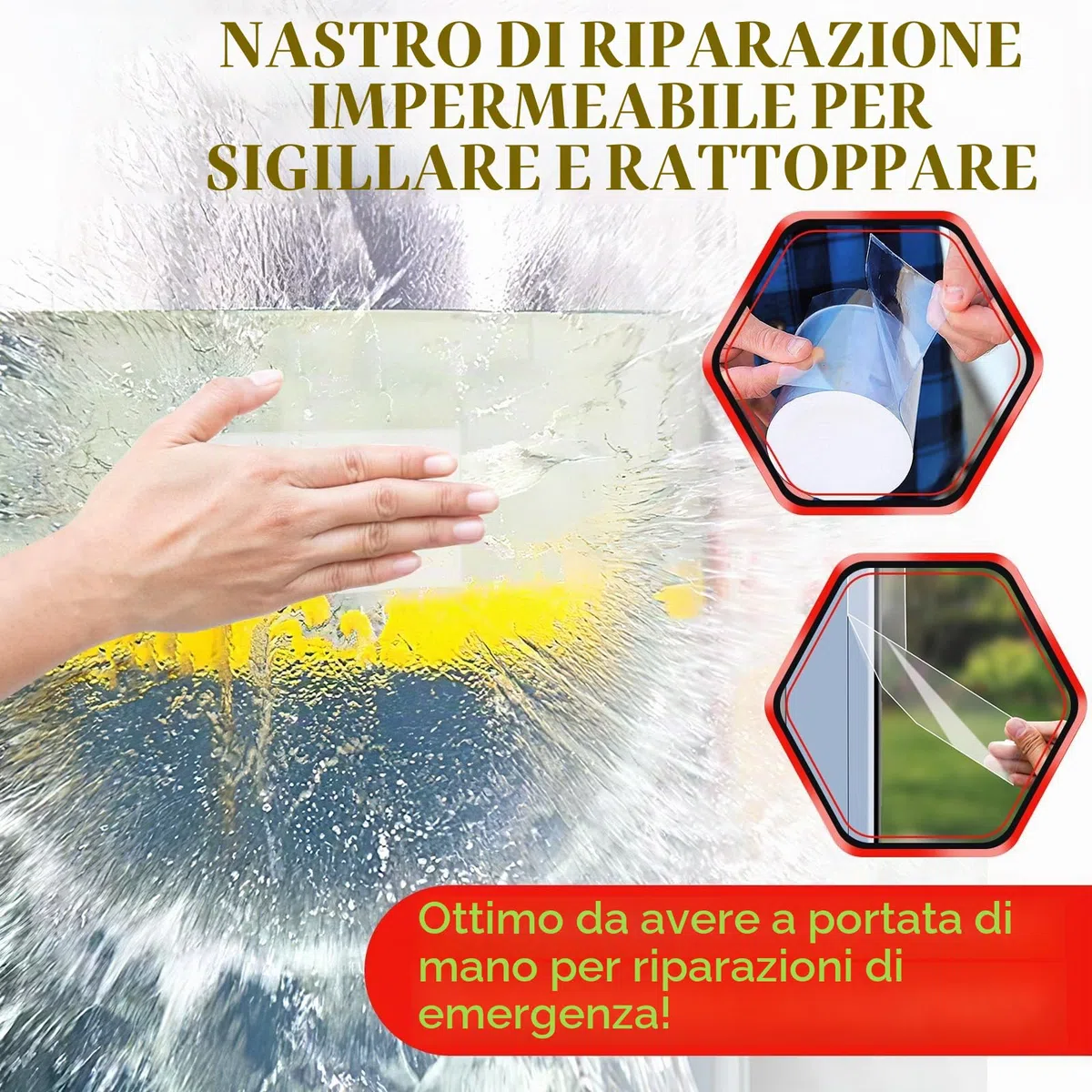 Nastro di riparazione adesivo in silicone nero, nastro flessibile impermeabile adesivo forte per fermare istantaneamente le perdite di nastro in gomma (Transpar)