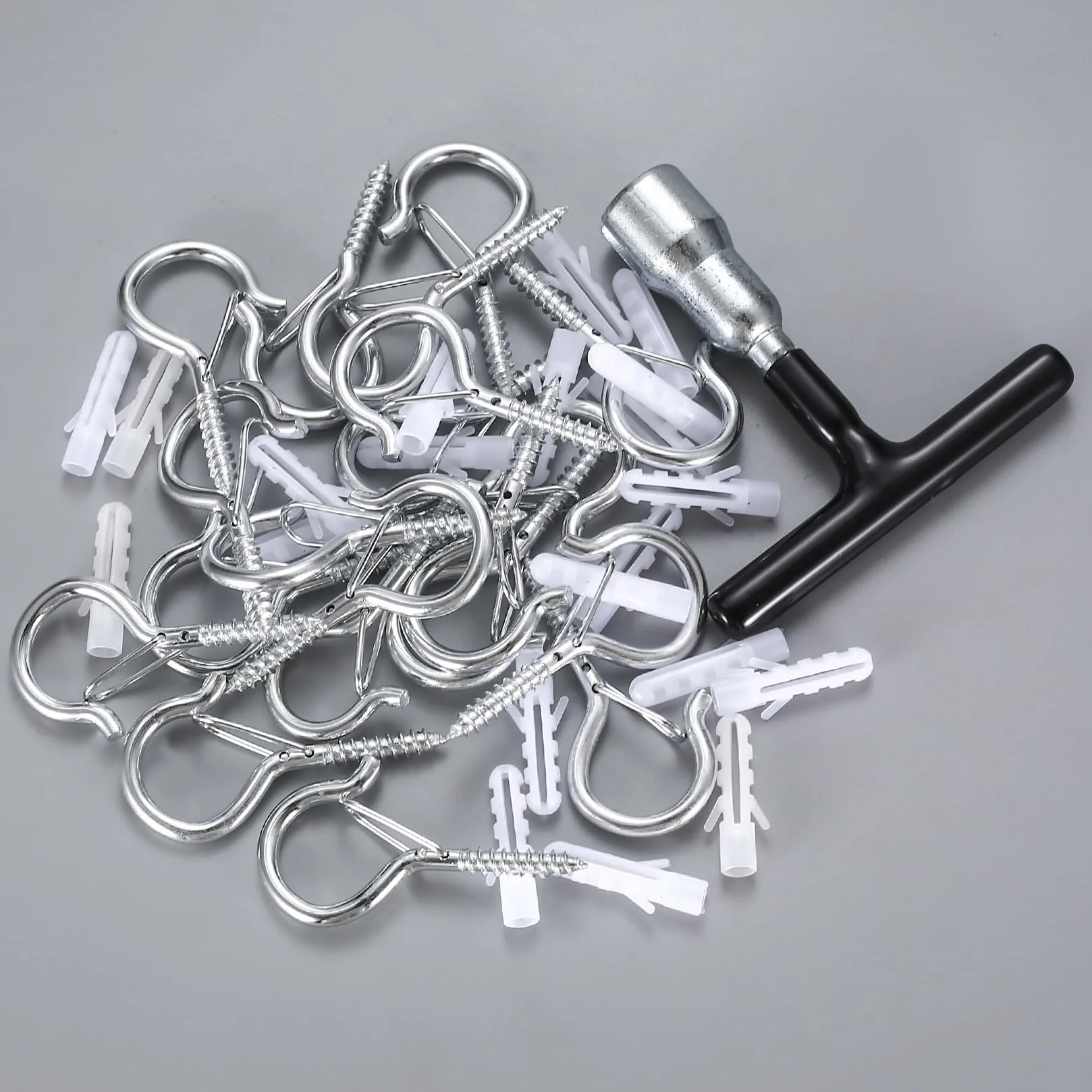 SHACHENH 20 Pezzi di Ganci Vite, Ganci Filettati per Appendere Piante, Lucine, Decorazioni, con 1 Cacciavite per Viti