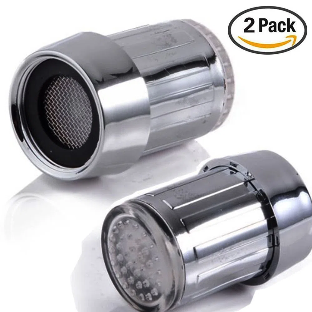2 pezzi Acqua rubinetto LED colorato con 3 colori che cambiano Termica, YoMaris RC-F03 Flusso d'acqua del rubinetto di rubinetto per cucina e bagni.