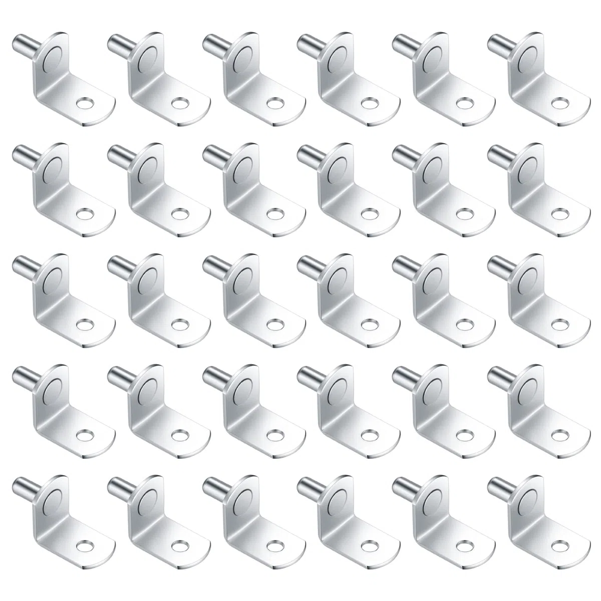 30 Pezzi Supporto per Mensola, 5mm Reggimensola Pioli per Ripiano Metallo L per Armadio, Staffe Supporti Tasselli per Ripiani Legno Vetro