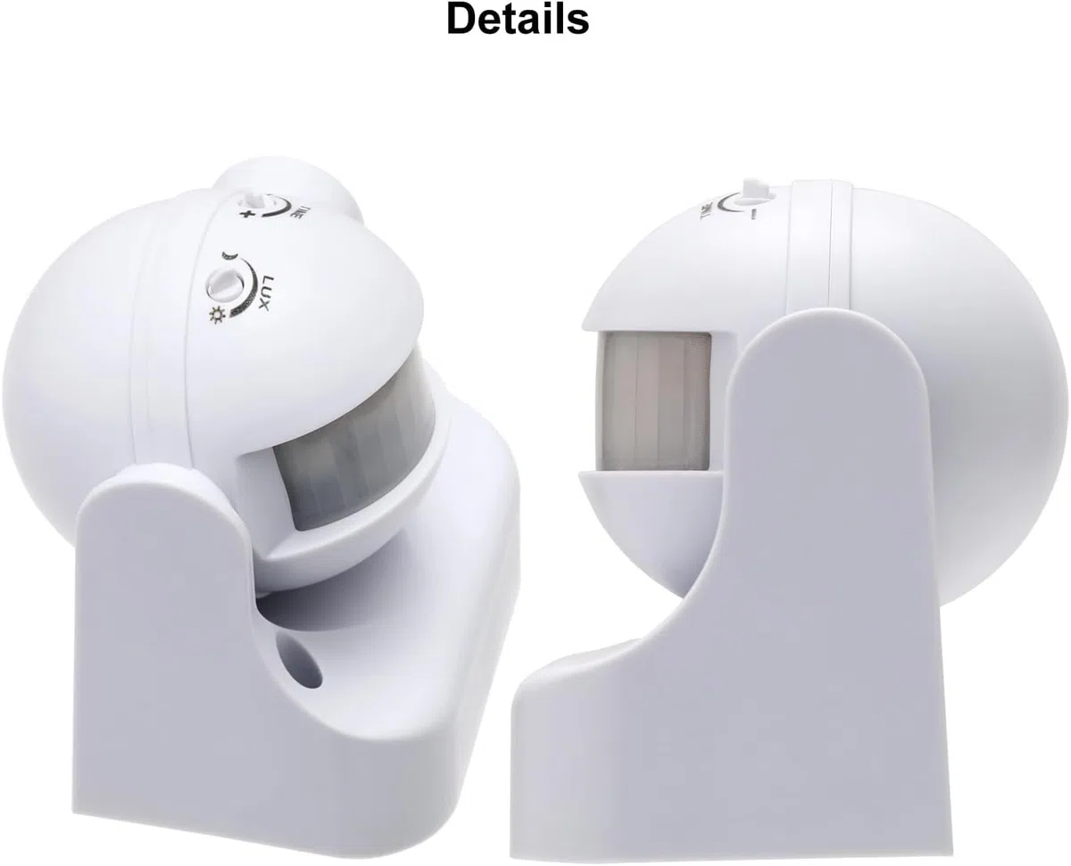 SQUADO SENSORE RILEVATORE MOVIMENTO INFRAROSSI PIR CREPUSCOLARE RILEVA 180° Crepuscolare 10 M interruttore a parete ad alta sensibilità per uso interno ed esterno LightSensor