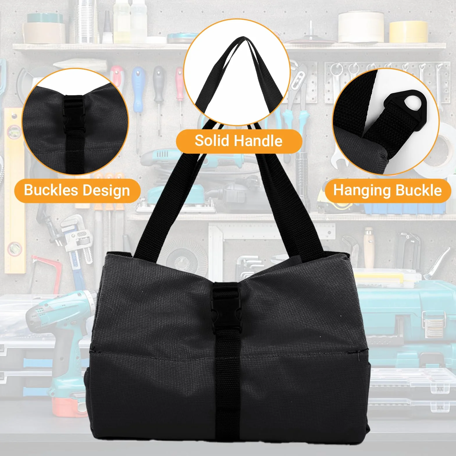 Borsa per Attrezzi Arrotolabile, Tasca Porta Attrezzi - Borsa Portautensili con 5 Tasche con Cerniera - Per Elettricisti, Idraulici, Falegnami, Uso Domestico, Auto e Moto (Nero)