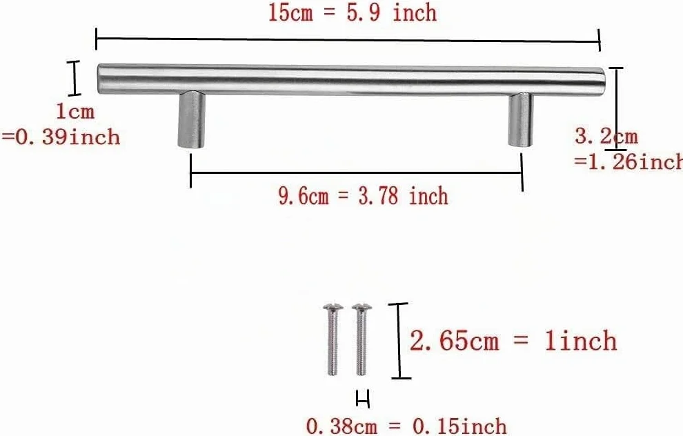 10 maniglie per mobili in argento, maniglie per mobili in acciaio inox, per mobili da cucina, 96 mm, distanza tra i fori, lunghezza totale 150 mm, acciaio inox spazzolato, colore
