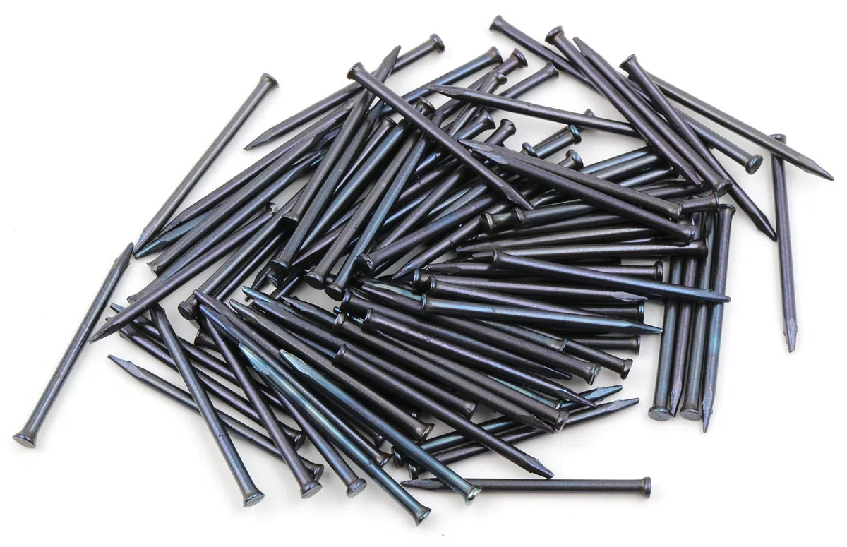 Design61 100 perni in acciaio, per battiscopa, 1,5 x 25 mm, testa piatta, a testa svasata, blu