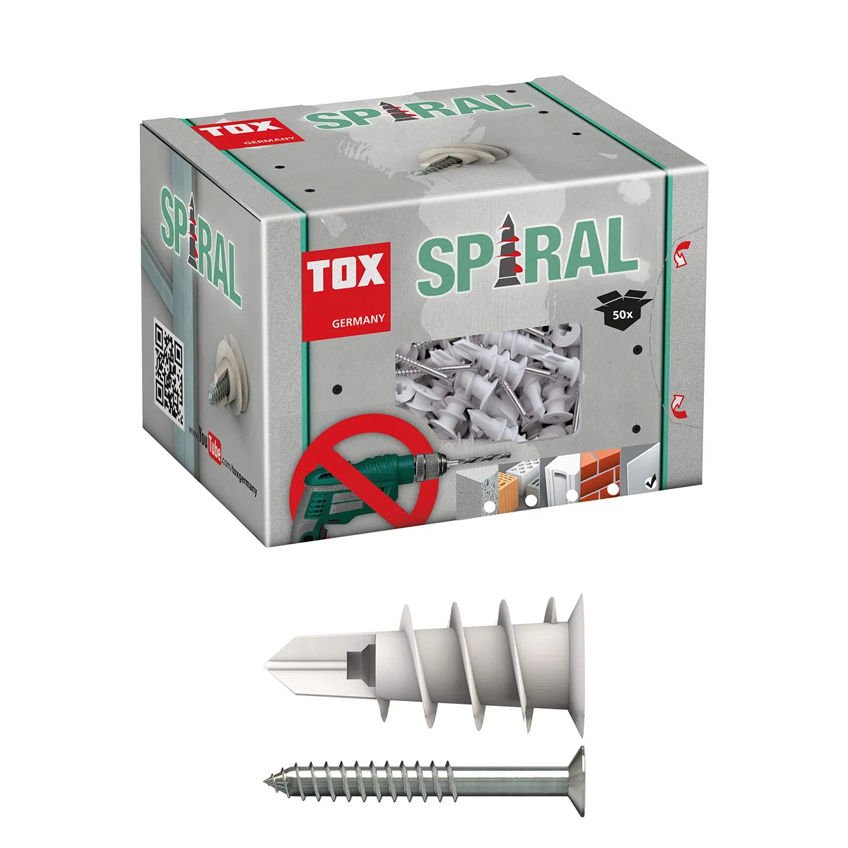 TOX Tassello per cartongesso Spiral 32 + vite, 50 pz, 068101231