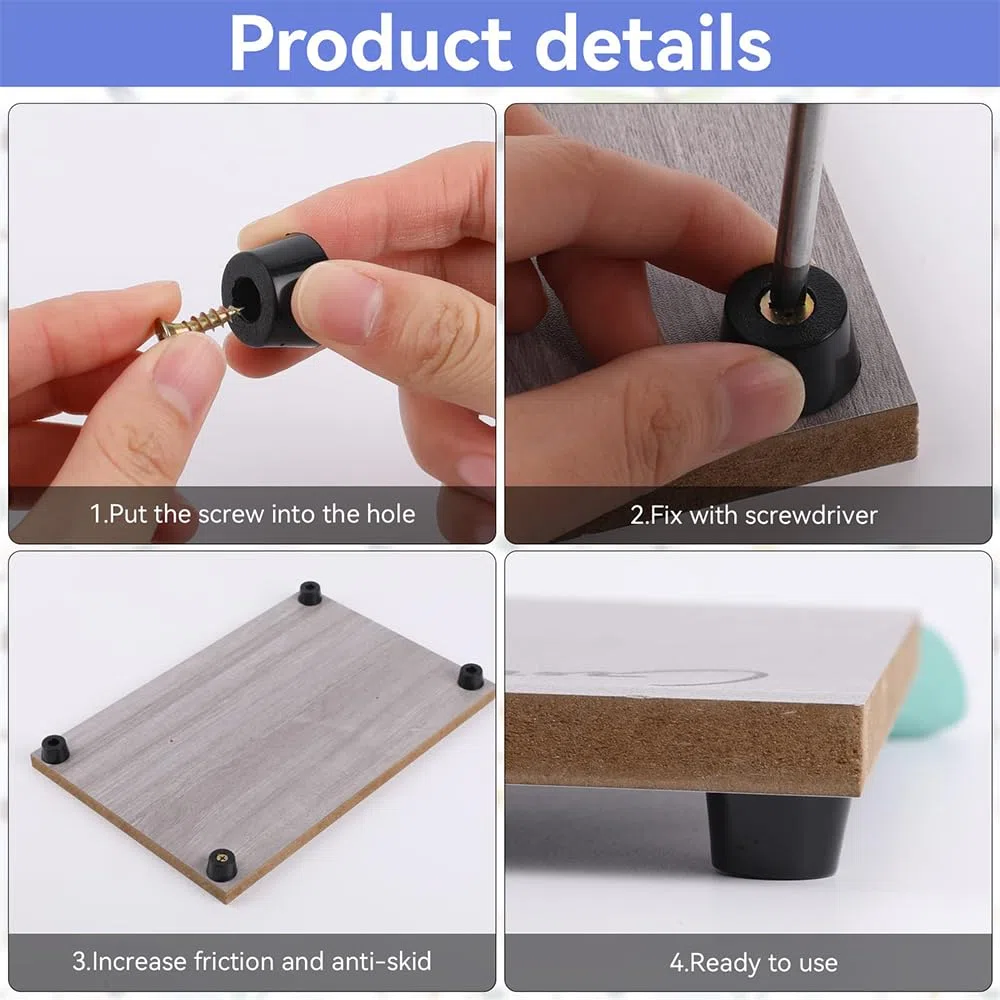 30 Pezzi Piedini in Gomma neri per Tagliere, Gommini per Sedie, Piedini in Gomma Antiscivolo per Mobili, Elettronica, Elettrodomestici da Cucina