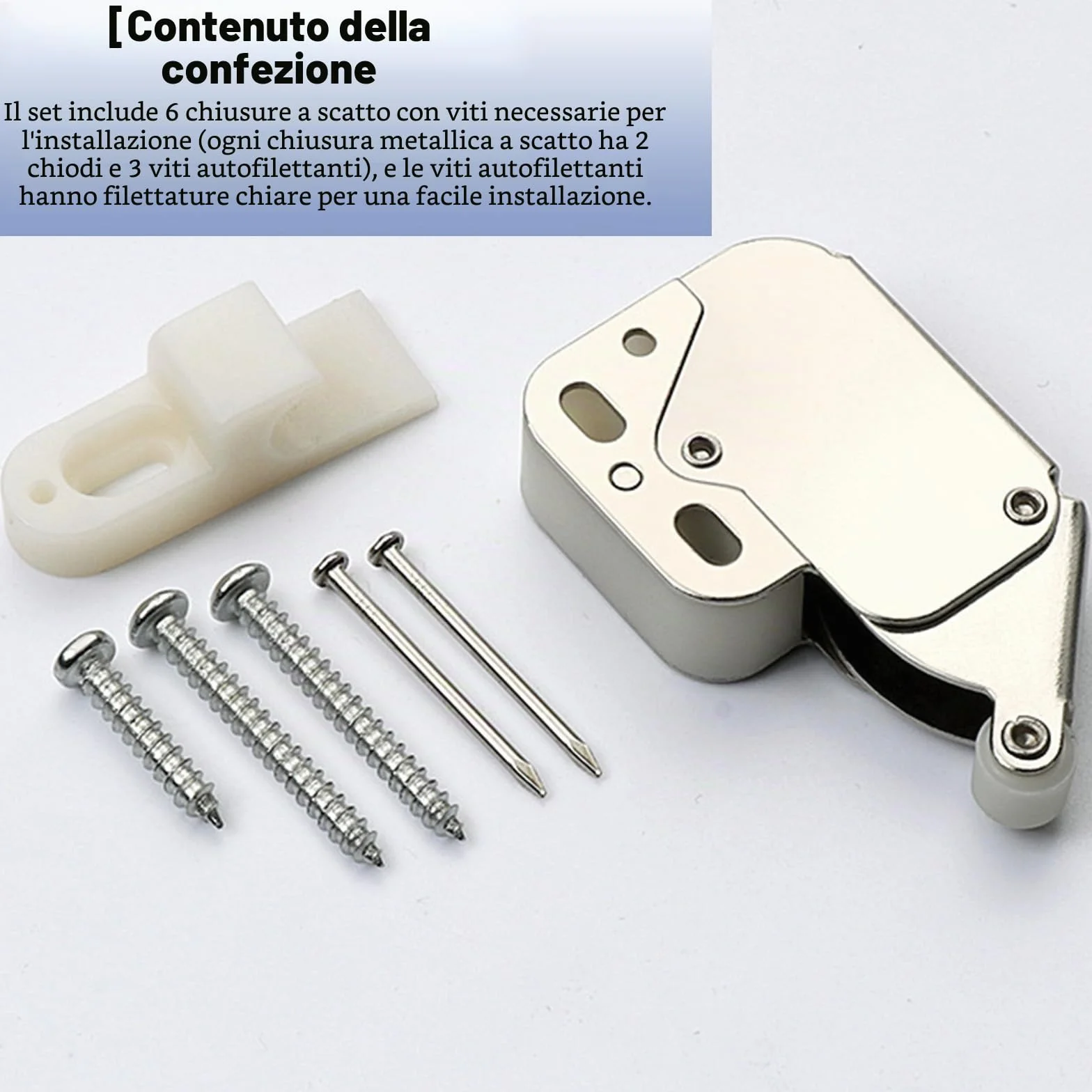5 Pezzi mini chiusura porta,ferma porta push pull per ante,mini fermo a molla chiusura dell'armadio,chiusura dell'anta dell'armadio a molla,Scrocco a Molla Per Armadi,calamite per mobili chiusura