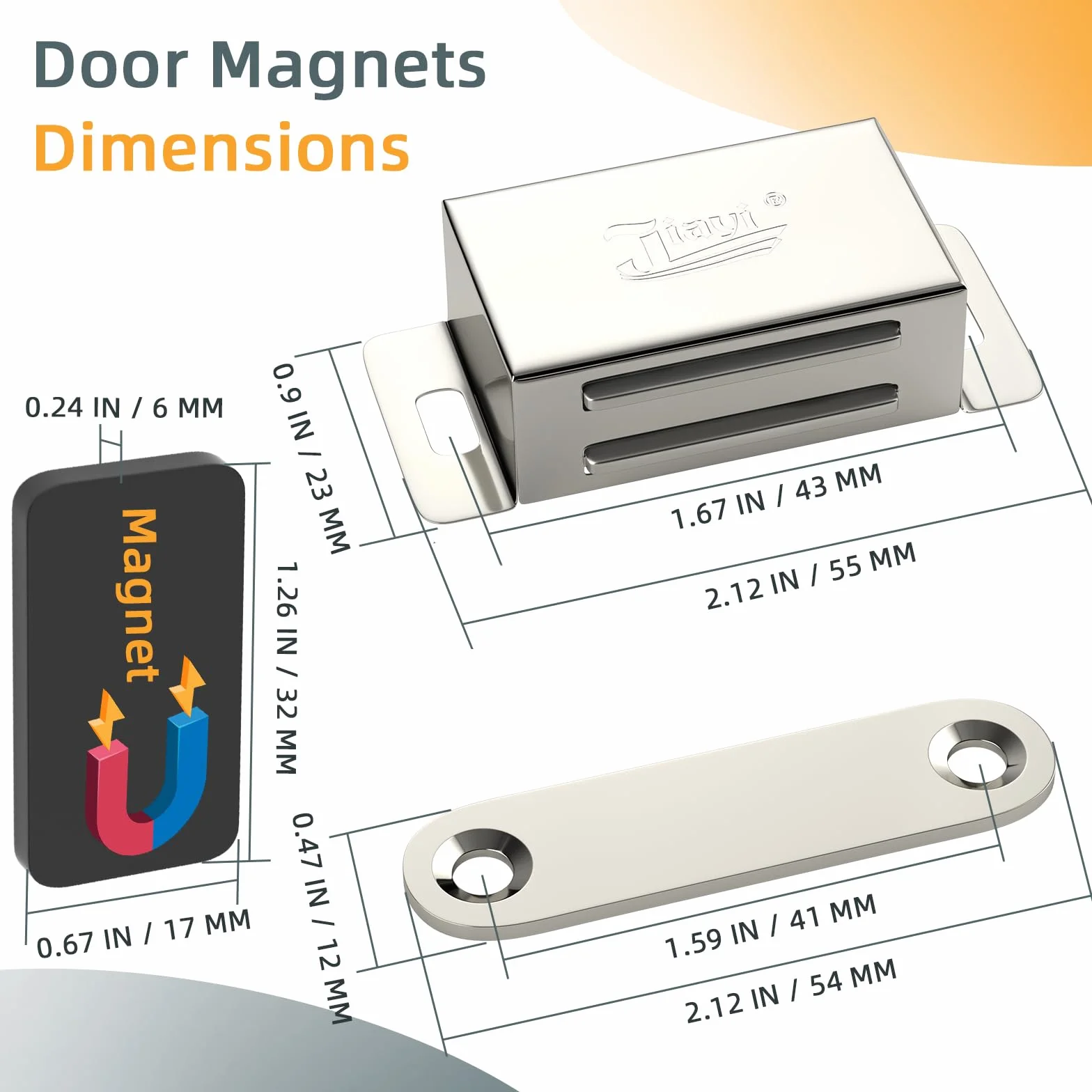 Calamite Ante Armadio Jiayi 2 Pezzi Calamita Porta Chiusura Magnetica Porta Inox 14KG Chiusure Magnetiche per Ante Mobili Magnete Chiusura per Cassetti Magneti Armadio Cucina Chiusure Chiudiporta