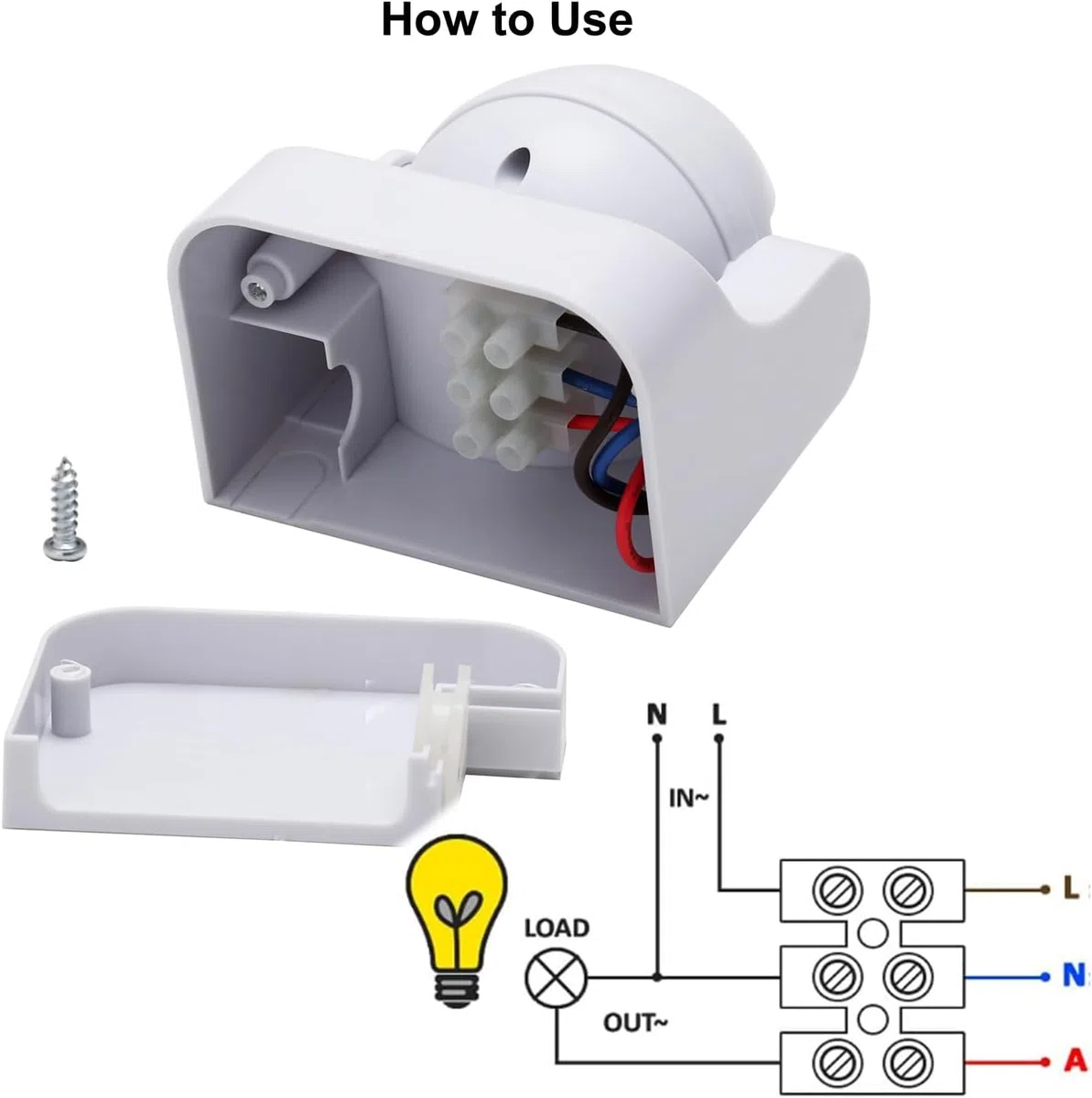 SQUADO SENSORE RILEVATORE MOVIMENTO INFRAROSSI PIR CREPUSCOLARE RILEVA 180° Crepuscolare 10 M interruttore a parete ad alta sensibilità per uso interno ed esterno LightSensor