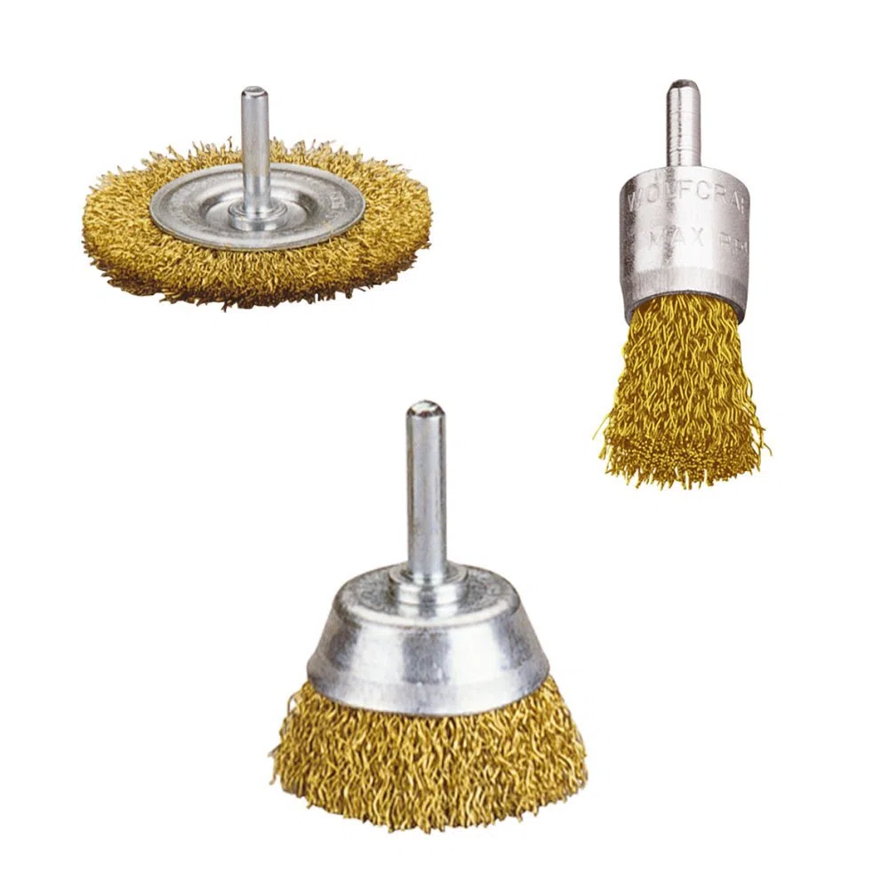 wolfcraft Set di spazzole con filo di ottone da 3 pezzi, 2739000