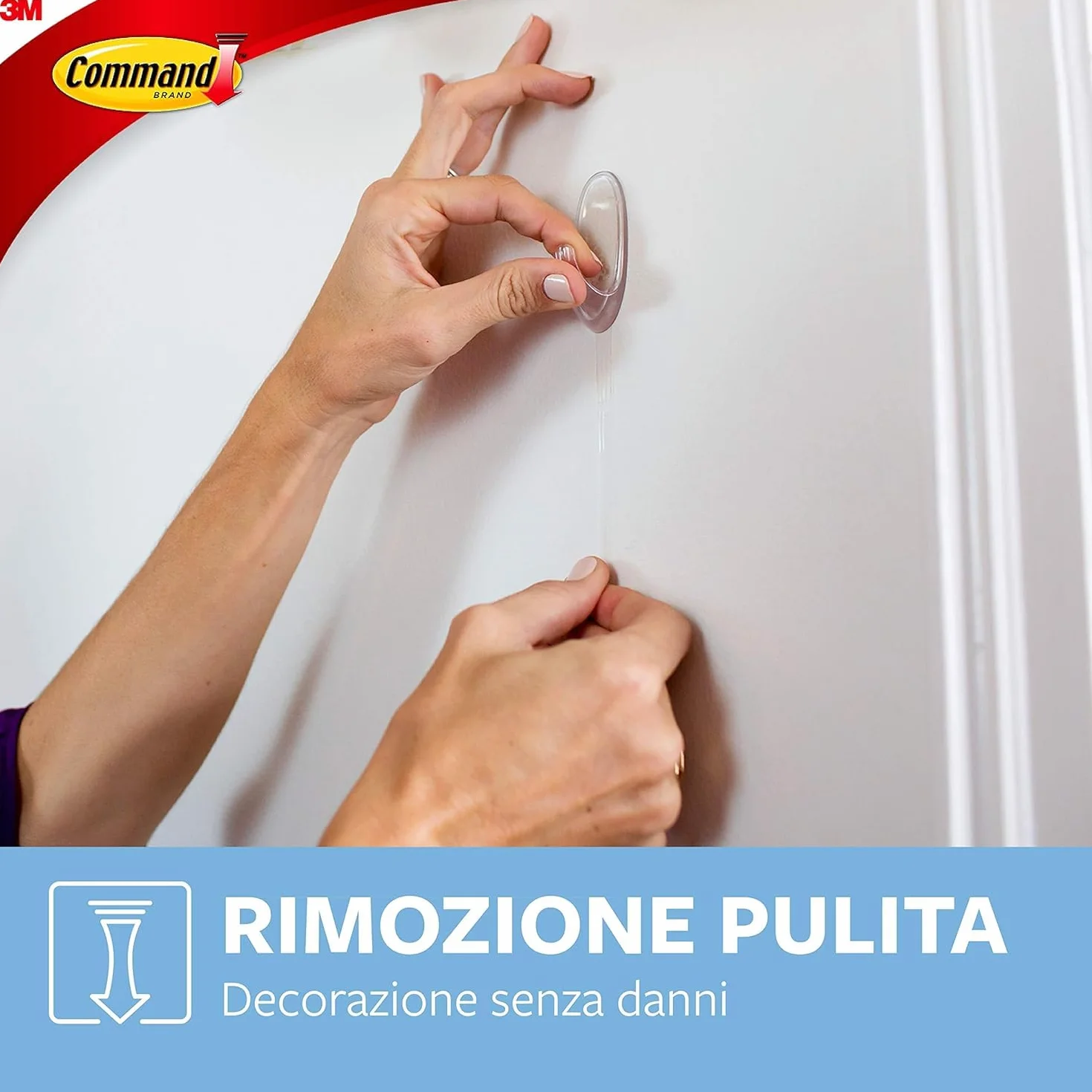 Command Ganci ovali trasparenti medi con linguette trasparenti, set di 7 ganci e 10 linguette, per appendere e decorare senza rovinare