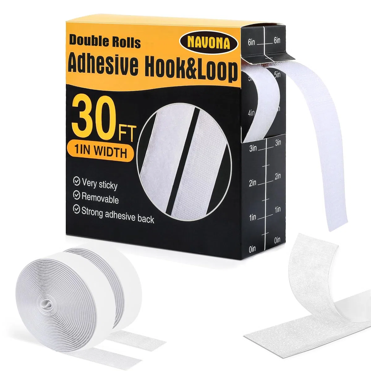Nastro in Velcro Autoadesivo 9m × 25mm Nastro Biadesivo Extra Forte Chiusura in Velcro per Incollare Velcro Adesivo Autoadesivo per Equipaggiamento di Camper Tappeto Zanzariera (Bianco)