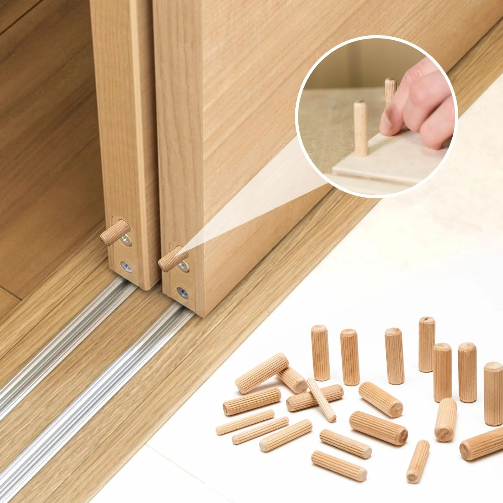 Tasselli Legno Conici Scanalati 6mm 8mm 10mm per Mobili Fai da te 225 Pz