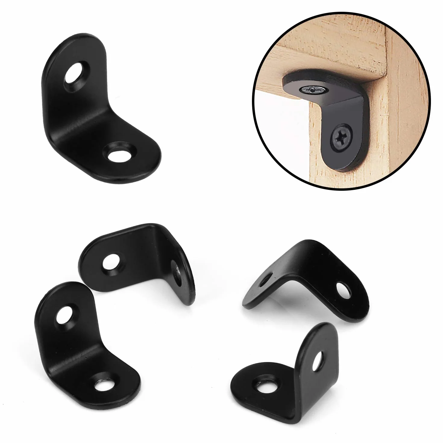 Staffe Angolari 90 Gradi Supporti Angolo Retto Staffe in Acciaio Squadrette Angolar a Forma di L con viti per Mensola di Legno Tavolo Sedia 20 * 20 mm 20 Pezzi Nero