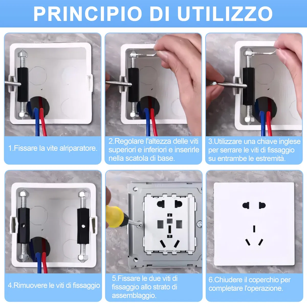 10 Set Riparazione Scatola Elettrica Tipo 118 – Asta di Supporto per Cassetta di Derivazione Esterna, Accessori per Elettricista, Kit Ripristino Scatole e Parti Elettriche