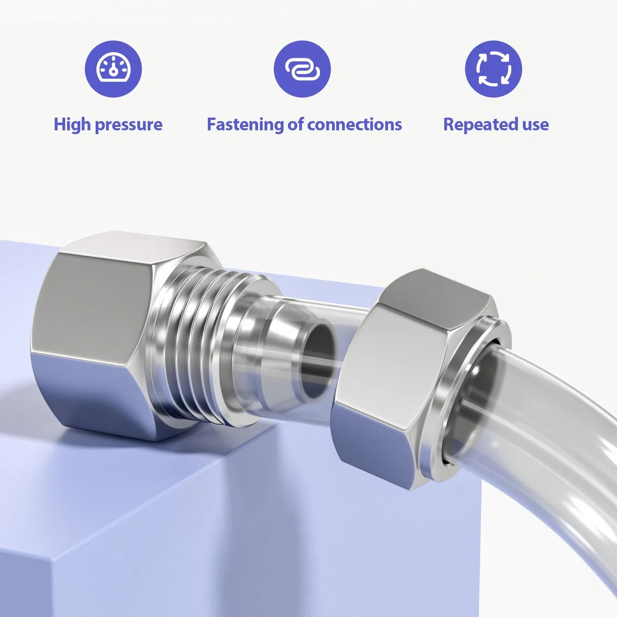Bwintech 5 pezzi 6 mm tubo OD x 1/8” filettatura femmina BSP dritto spingere per collegare tubo dado di bloccaggio raccordo pneumatico, KPCF6-01 adattatore linea aria veloce