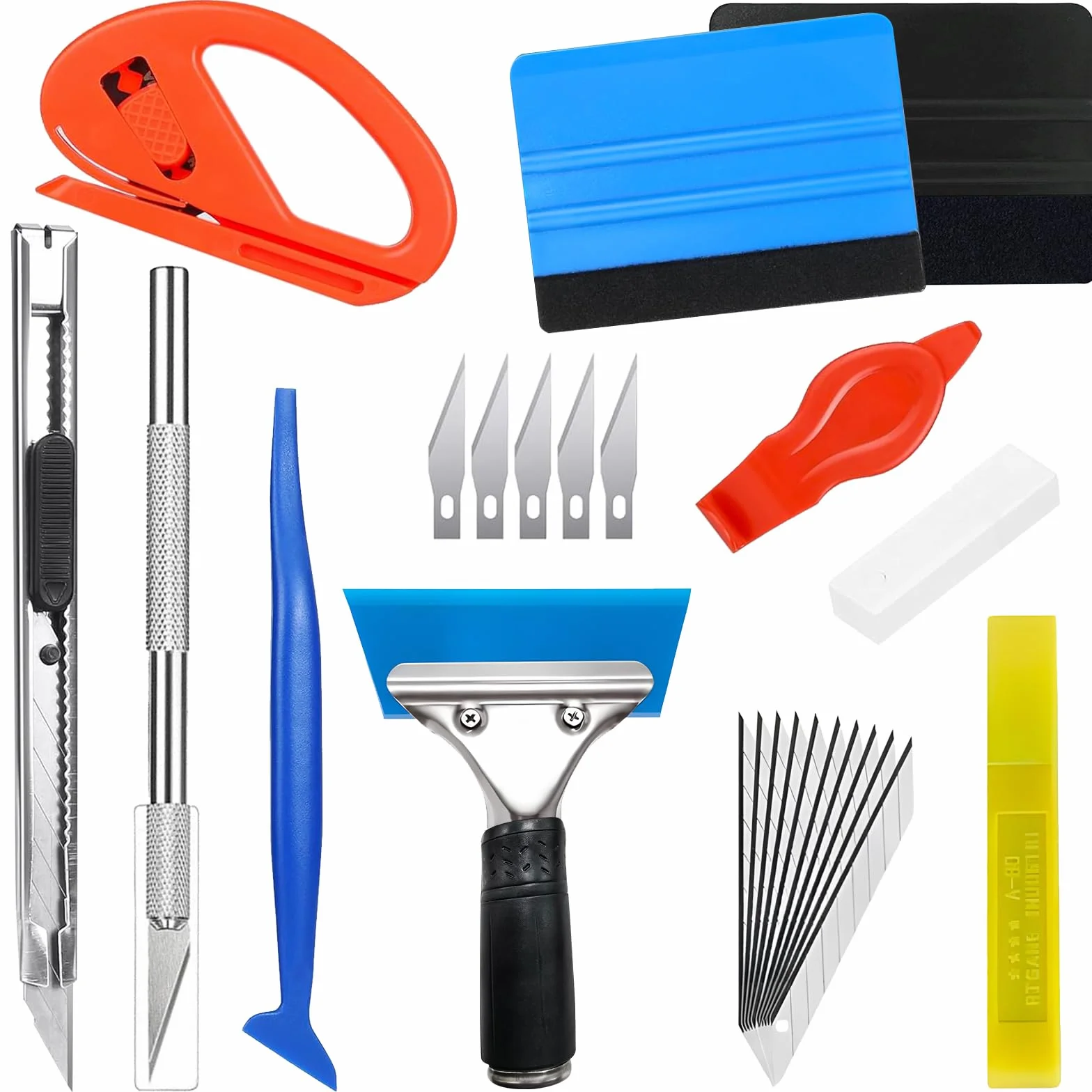 Set di 23 Pezzi Squeegee per Pellicola, CIYIN Set di Attrezzi per Vinile per Auto, Spatola per Cartas Parati, per Installazione Pellicole Auto, DIY, Incisione Artigianales
