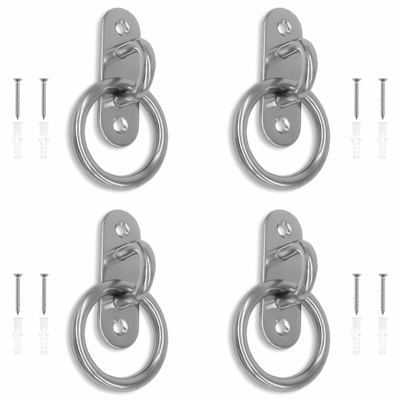 4 Pezzi Anellos per Legare Cavalli, Acciaio Inossidabile 304 Anello per Legare il Cavallo, Anello Metallico Ad Occhiello in Acciaio Inox Spessore 5 mm, Adatto per Scuderie, Studi di Yoga