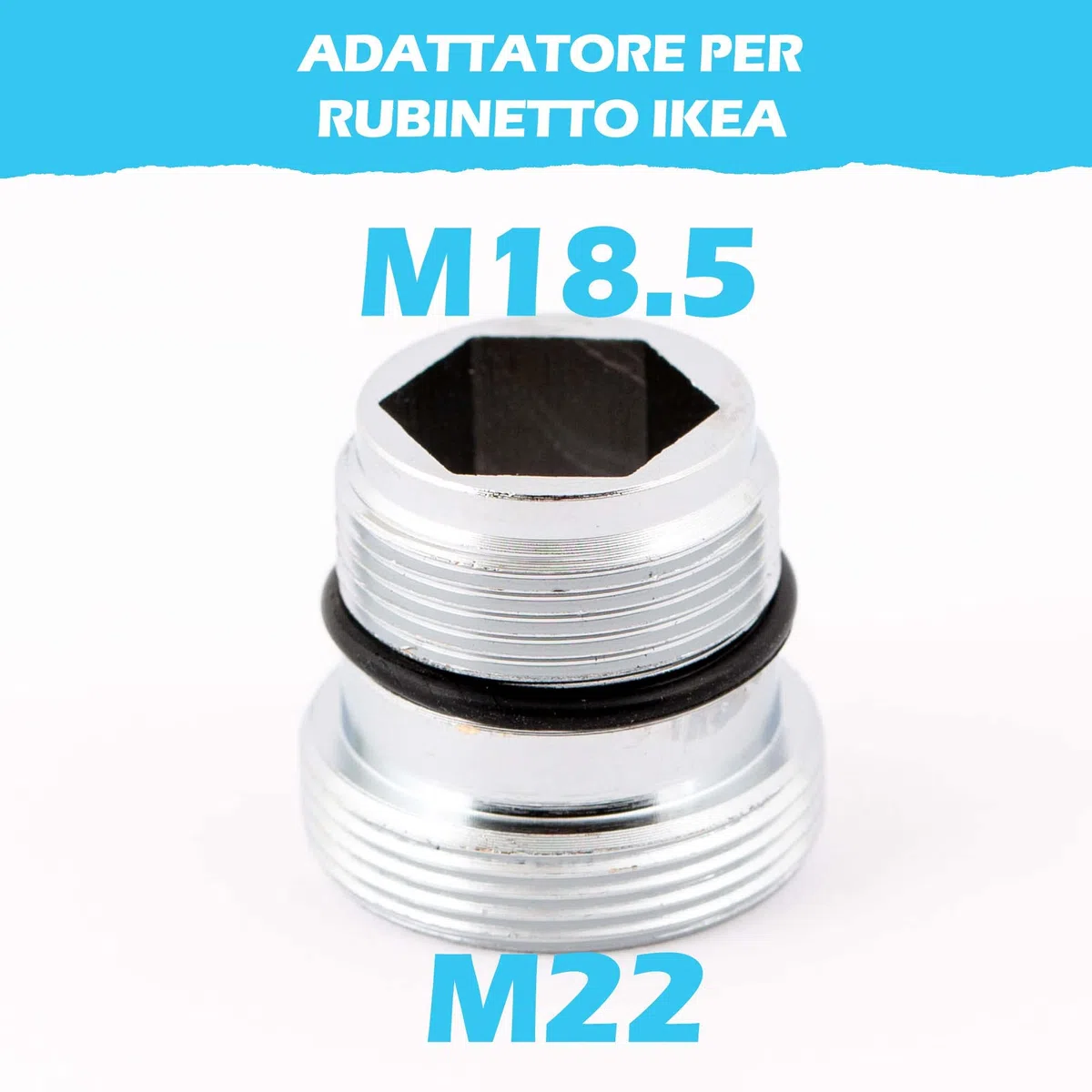 Adattatore per rubinetto miscelatore M18,5 - M22 per IKEA, GROHE, Neoperl TJ, filtro BRITA