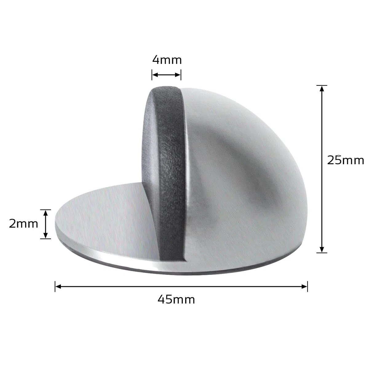 ECOSEAO 1 pezzi Fermaporta da Pavimento Adesivo, Fermaporta da Pavimento in Acciaio Inox, Ferma Porta da Pavimento con Paraurti in Gomma, Fermaporte per Tutti i Pavimenti Duri(Argento)