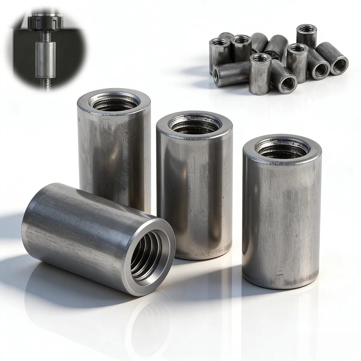 12 Pezzi Manicotto Filettato M6x10x15 mm Dadi di Accoppiamento Tondi M6 Manicotti Filettati Rotondi Dadi di Accoppiamento Acciaio al Carbonio Dado Lungo per Barre Filettate Viti e Bulloni