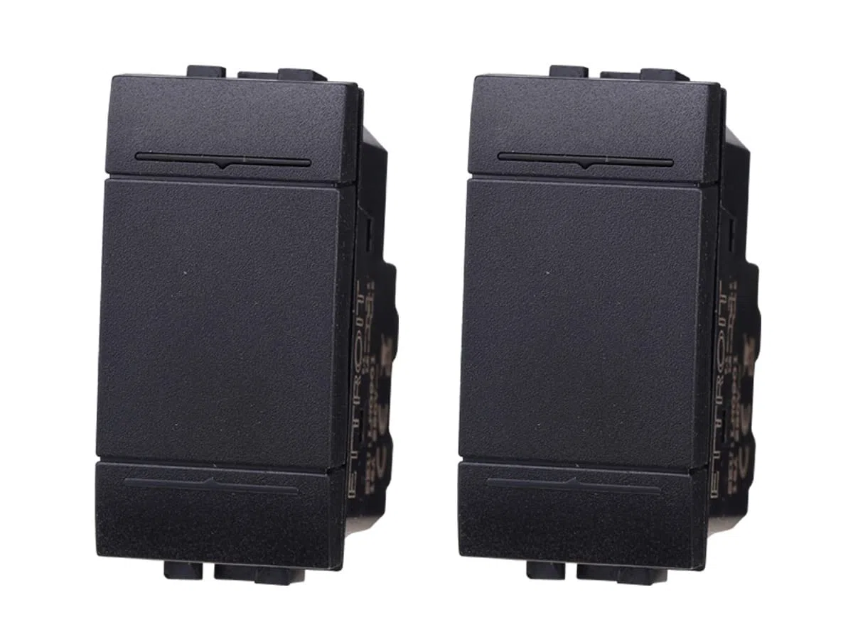 2 Pezzi Interruttore Unipolare 1P 1M 16A, Compatibile Con Bticino Living Light (Nero)
