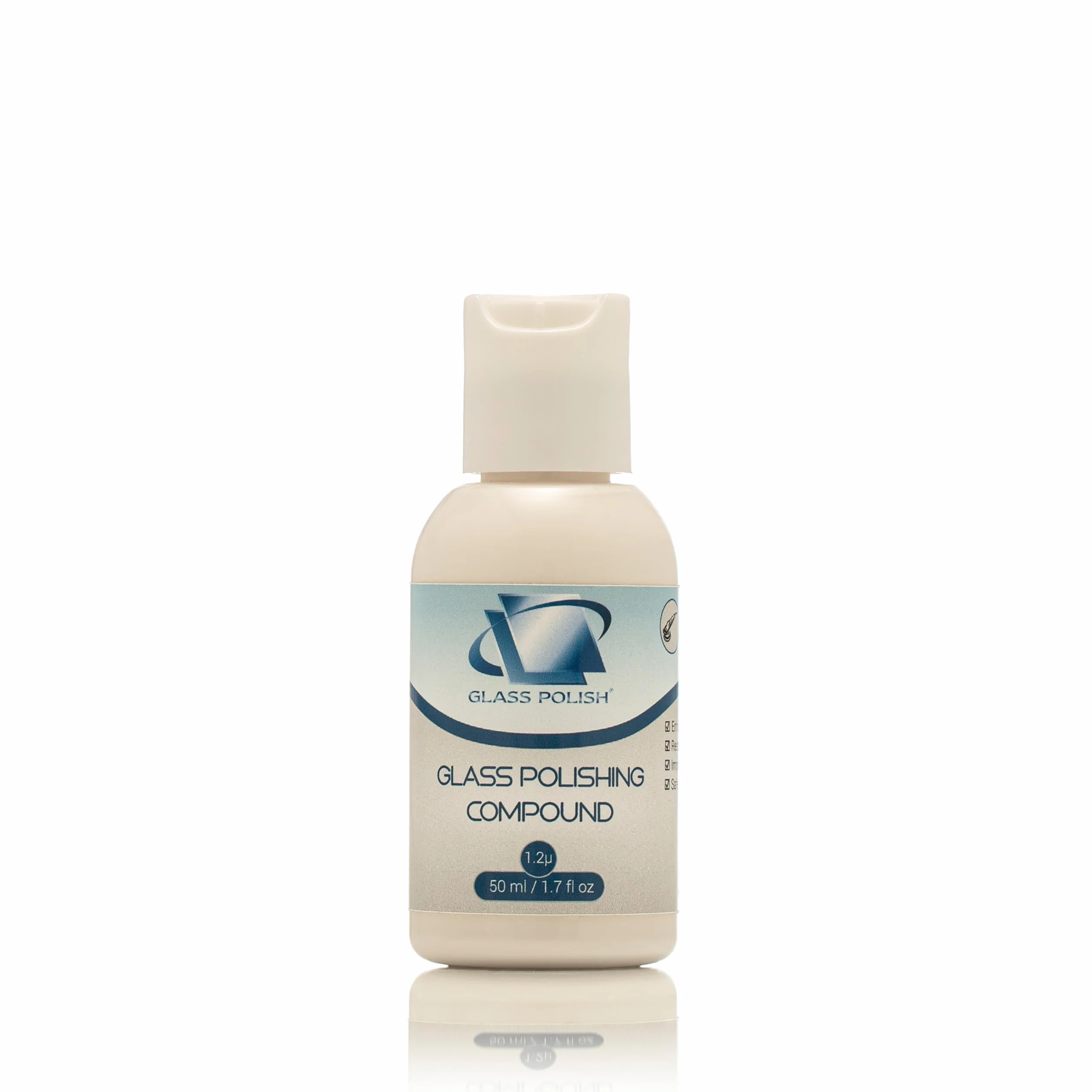 Glass Polish - 50ml Composto Lucidante per Vetri - Pasta Concentrata di Ossido di Cerio a Grana Fina per Lucidatura Professionale di Tutte le Superfici in Vetro - 1,2 Micron