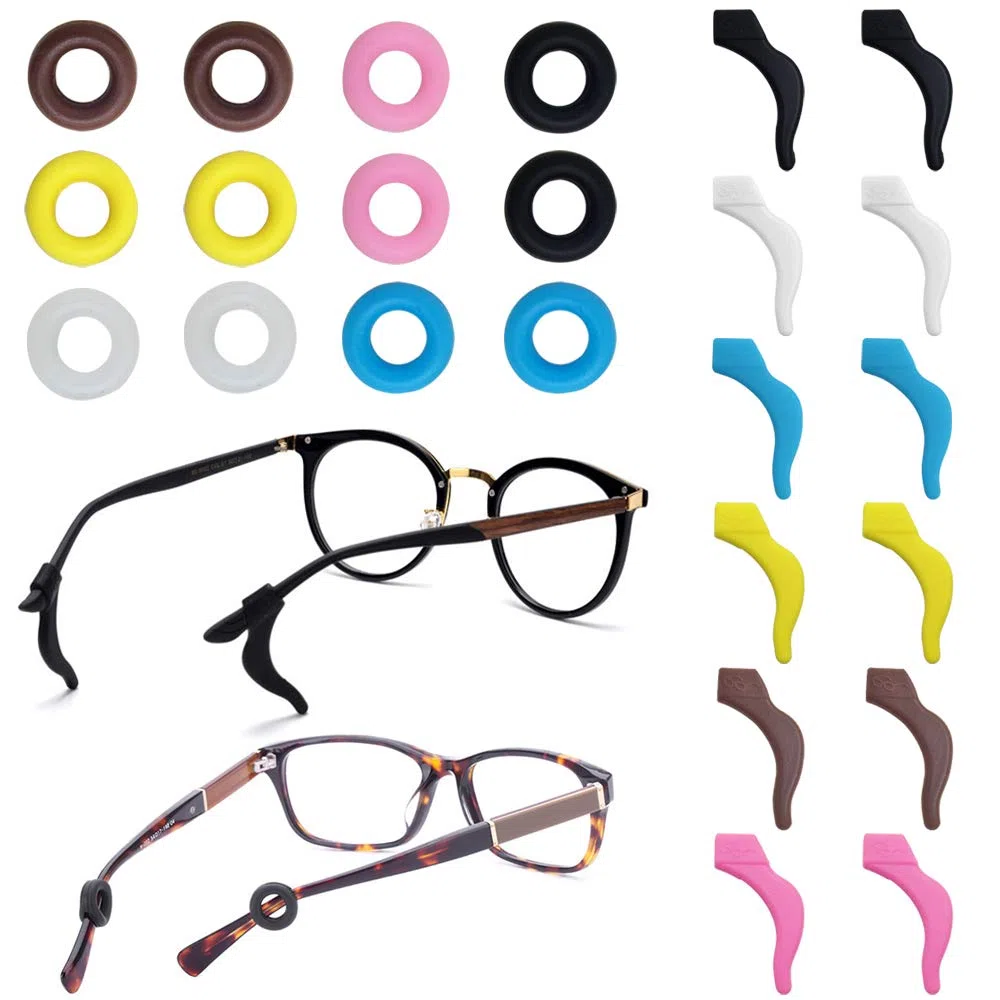 FineGood 12 paia, fermi Eyewear silicone antiscivolo occhiali da vista tempio punte sport manica fermi per occhiali da sole occhiali da lettura
