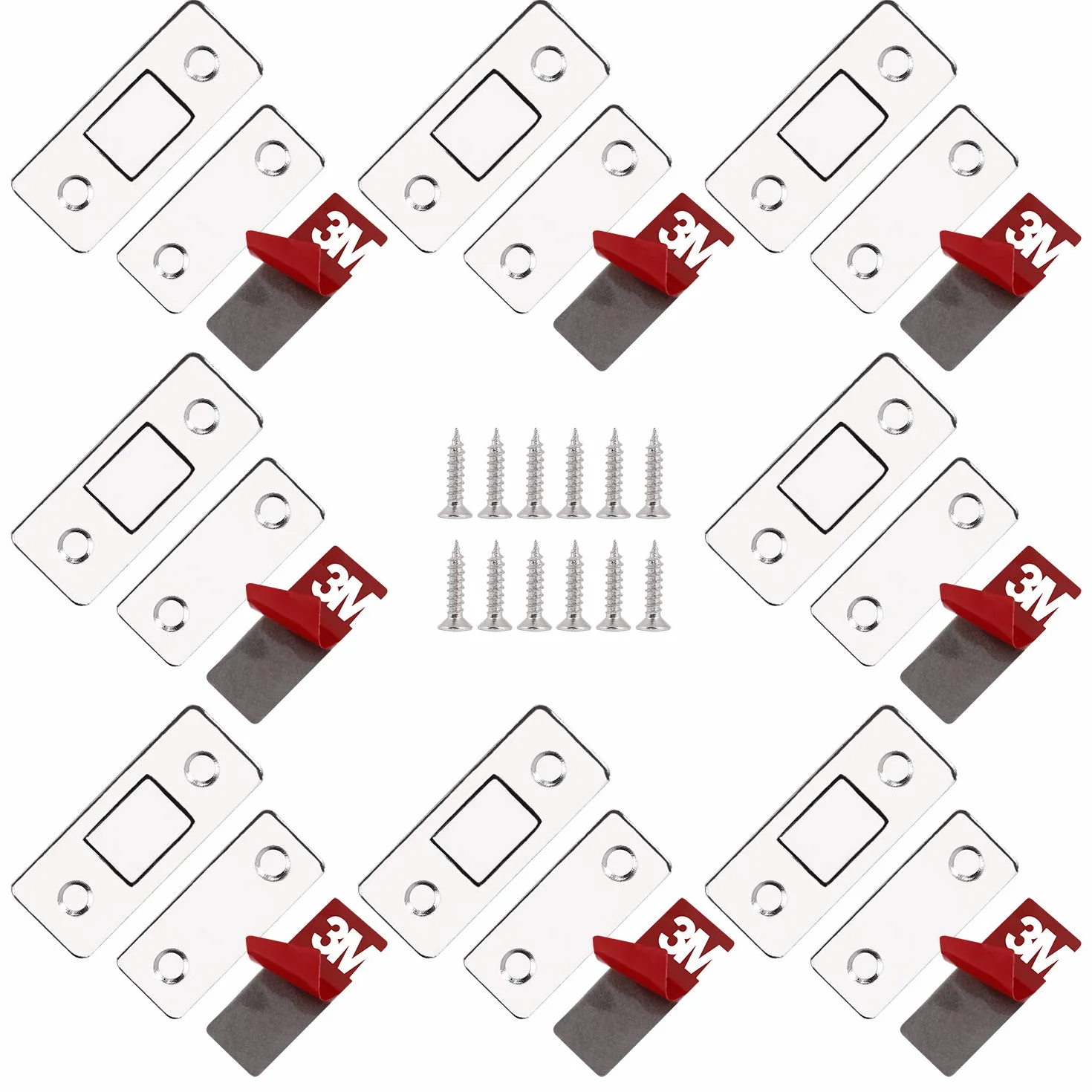 Calamita Porta, 8 Pezzi calamite magnetiche ultra sottili, Adesivo Potente Magnete Chiusura con Viti per Ante Mobili Cassetti Chiudiporta Armadio Cucina