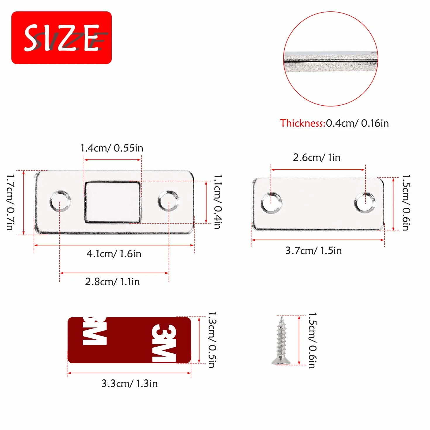 Calamita Porta, 8 Pezzi calamite magnetiche ultra sottili, Adesivo Potente Magnete Chiusura con Viti per Ante Mobili Cassetti Chiudiporta Armadio Cucina