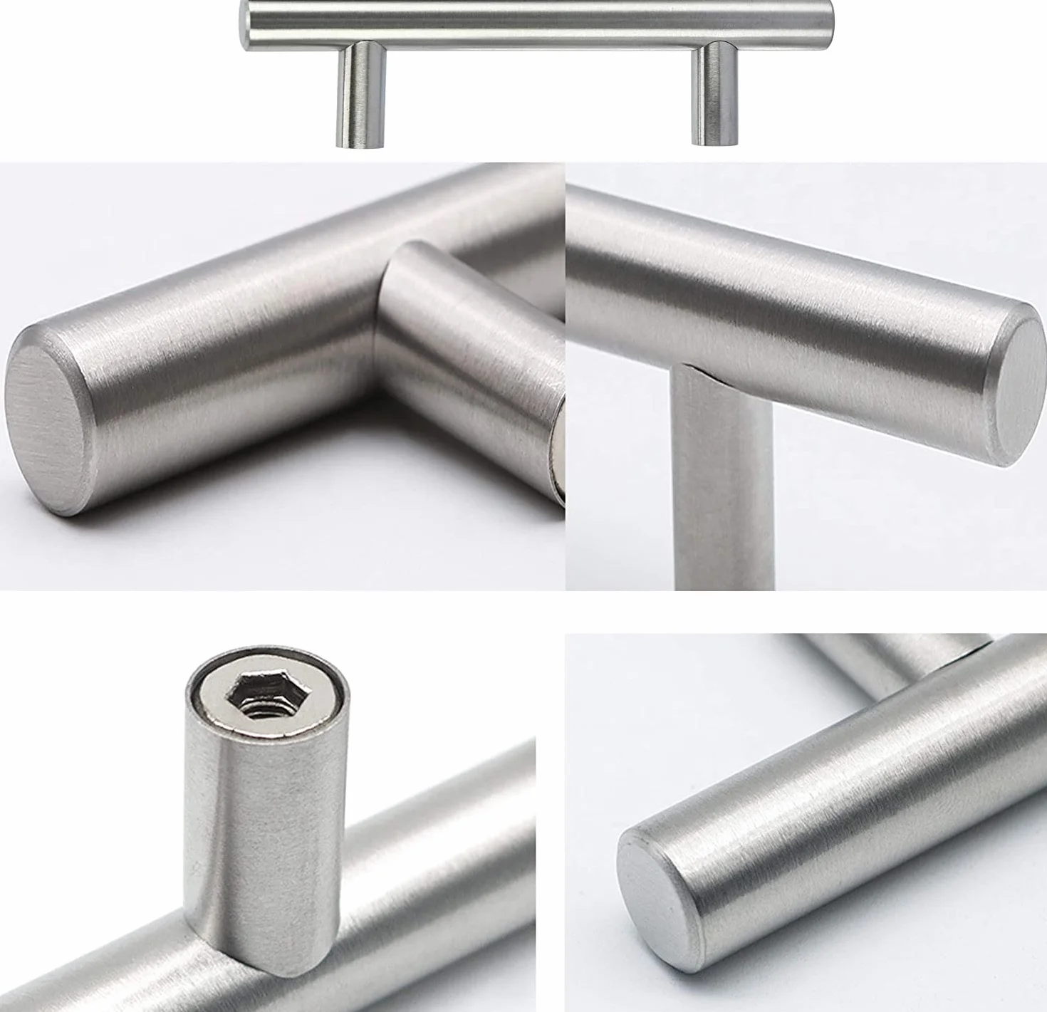 10 maniglie per mobili in argento, maniglie per mobili in acciaio inox, per mobili da cucina, 96 mm, distanza tra i fori, lunghezza totale 150 mm, acciaio inox spazzolato, colore