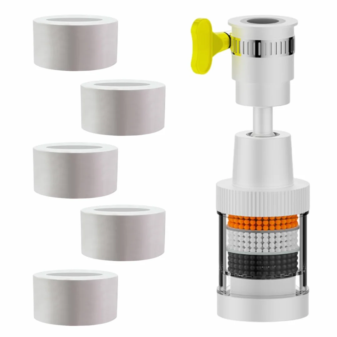 Filtro Acqua Rubinetto, Filtri Per Montaggio Del Rubinetto, filtro acqua depuratore per rubinetto a 360° + 5 elementi filtro, Filtro Anticalcare Rubinetto, per lavello, bagno domestico, cucina