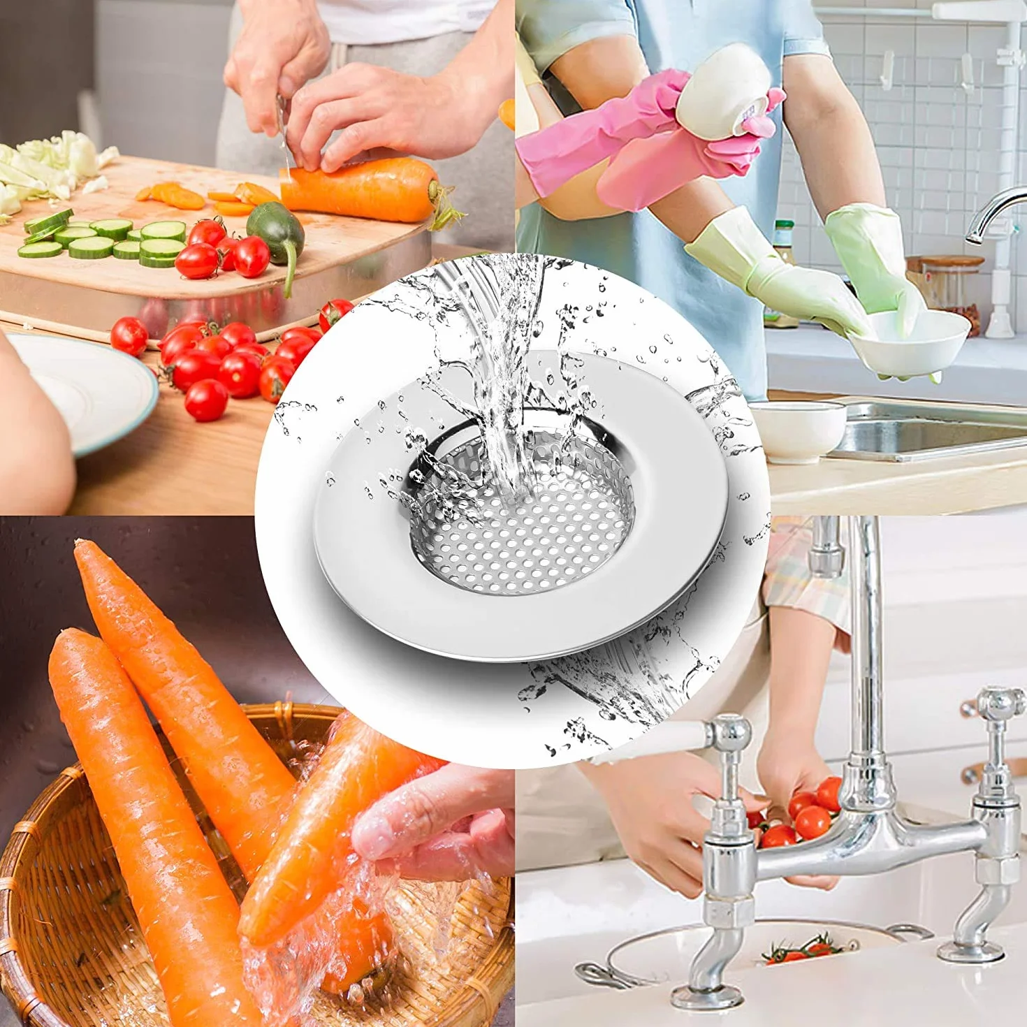 2 Pezzi 3" Filtro per Lavello da Cucina, Cucina Sink Strainer in Acciaio Inox, filtri per lavandini, Addensato, Vasca da Bagno o lavelli da Cucina, 3"/77mm (Piccolo)