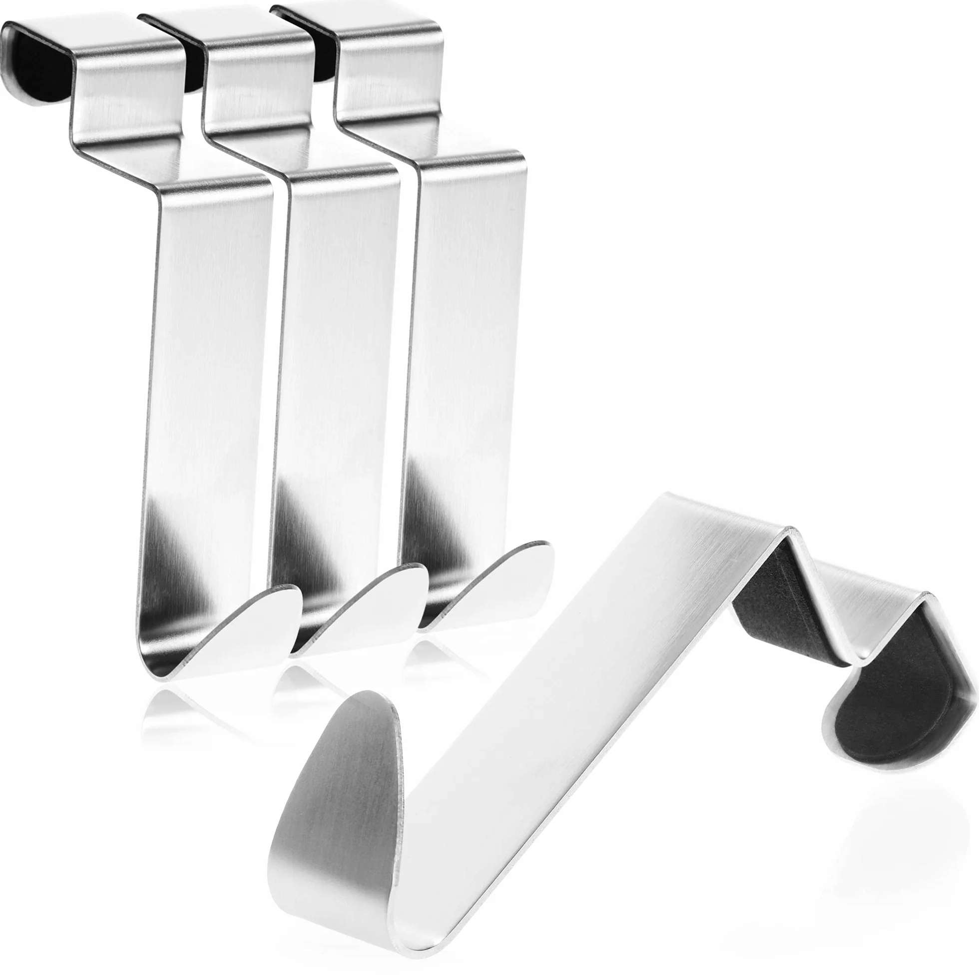 com-four® 4x Ganci per porta in acciaio inossidabile - ganci appendiabiti con protezione in schiuma - ganci appendiabiti per porta dell'armadio - 9 cm (04 pezzi - acciaio inossidabile - schiuma)