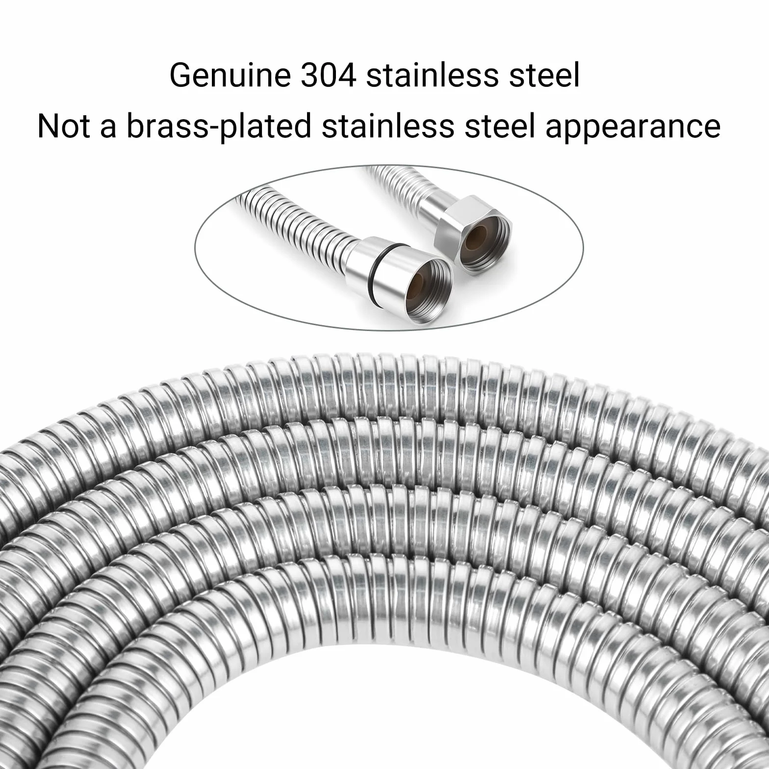 Tubo Doccia - Flessibile Doccia Tubo Doccia Flessibile 2 metri in Acciaio inox con protezione antitorsione attacco standard tubo ad pressione anti perdite adatto a tutti i soffioni doccia(Argento)